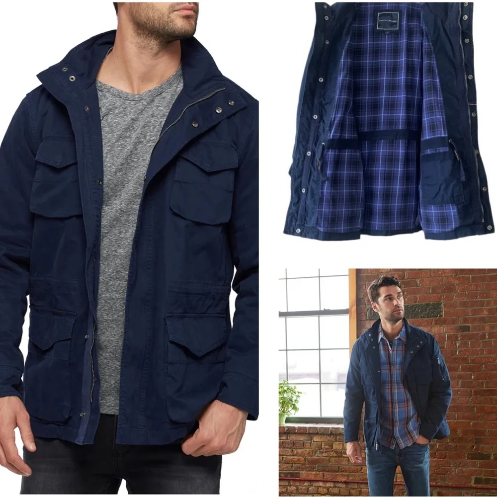 Tommy Hilfiger Warm Lined Utility Performance Coat Navy Blue Jacket Size Medium